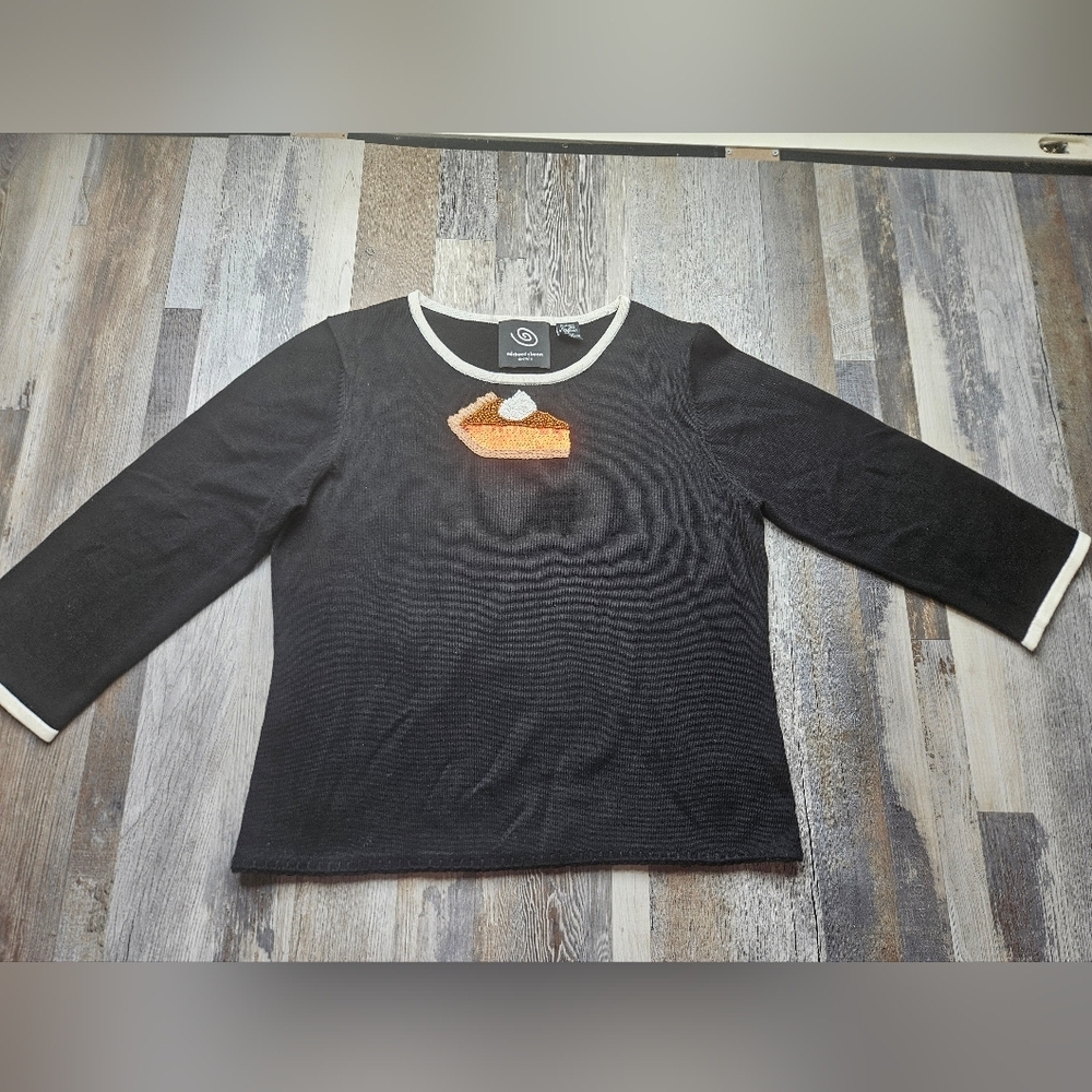 Michael Simon Event Women's Medium Pumpkin Pie Sweater Sequins Beads